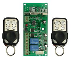 Runner (& PW8/16) Remote Kit 433MHz rolling code. 1 x Receiver with Siren Chirps, Strobe Flash & 2 x Garage Door Cont Relays. 2 x 4Ch remote w/sliding cover. Metallic finish m- ptoduts