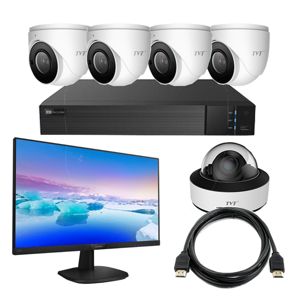 TVT Face Recognition Dome Kit,8CH NVR+4TB,6MP Eyeballs, LCD Monitor