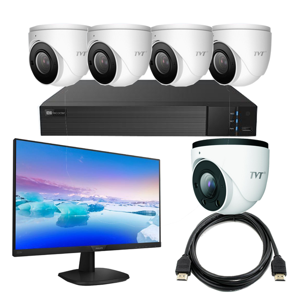 TVT Face Recognition Eyeball Kit,8CH NVR+4TB,6MP Eyeballs, LCD Mon