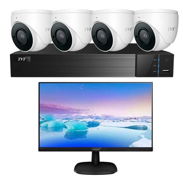 TVT 4CH 6MP PoE NVR+2TB+ 4x 6MP S3A Mini Eyeball+Monitor Kit