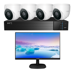 TVT  TVT 4CH 6MP PoE NVR+2TB+ 4x 6MP S3A Mini Eyeball+Monitor Kit CSM