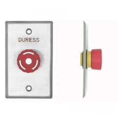 Duress Twist-To-Reset Mushroom Button, Plate, Red, IP65 CSM security suppliers Security wholesalers