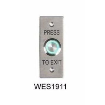 Flush Exit Button, Illum Green, Architrave, IP65, Fly Leads