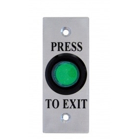 Round Exit Button, Illum Green, Architrave, Fly Leads